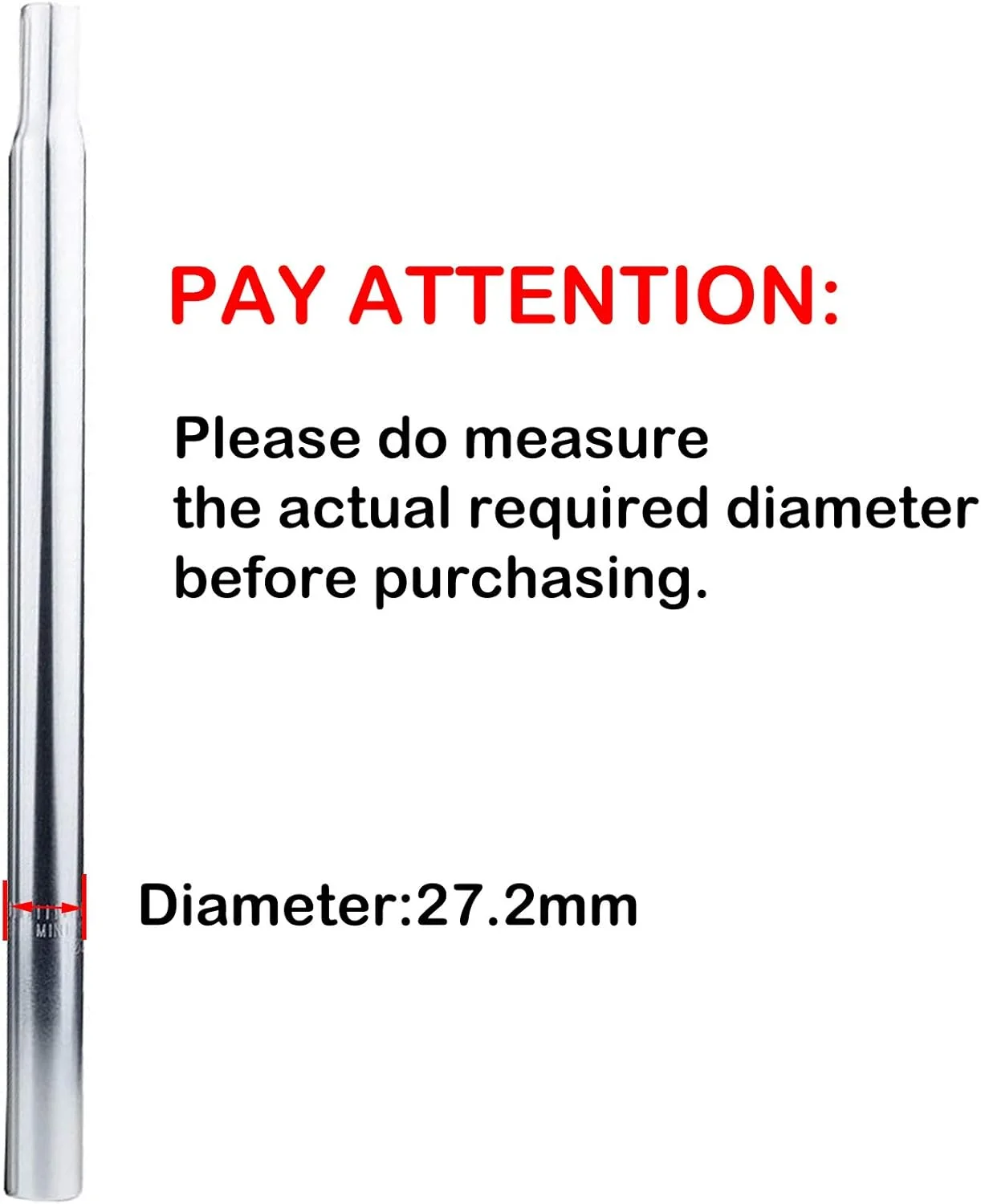 لوله زین دوچرخه زوکا آلیاژ آلومینیوم 25.4/27.2/28.6x350 میلی متر مشکی یا نقره ای