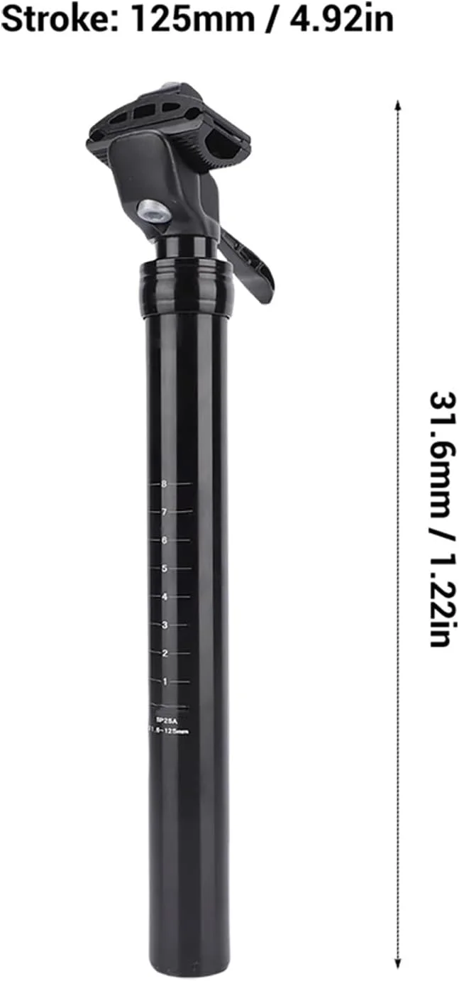 میله زین دوچرخه با قابلیت تنظیم ارتفاع، 31.6 میلی متر، 125 میلی متر، میله زین آلومینیومی با کنترل دستی برای دوچرخه سواری میله زین دوچرخه با قابلیت تنظیم ارتفاع، 31.6 میلی متر، 125 میلی متر، میله زین آلومینیومی با کنترل دستی برای دوچرخه سواری