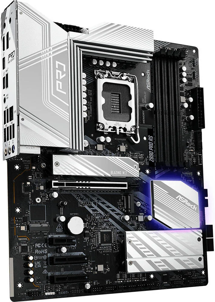 مادربرد ASRock Z890 Pro RS LGA 1851 ATX، چیپست Intel Z890، 4 اسلات DDR5 DIMM، حداکثر حافظه 256 گیگابایت، اسلات PCIe Gen5 x16، 3 سوکت Hyper M.2 | 90-MXBP40-A0UAYZ