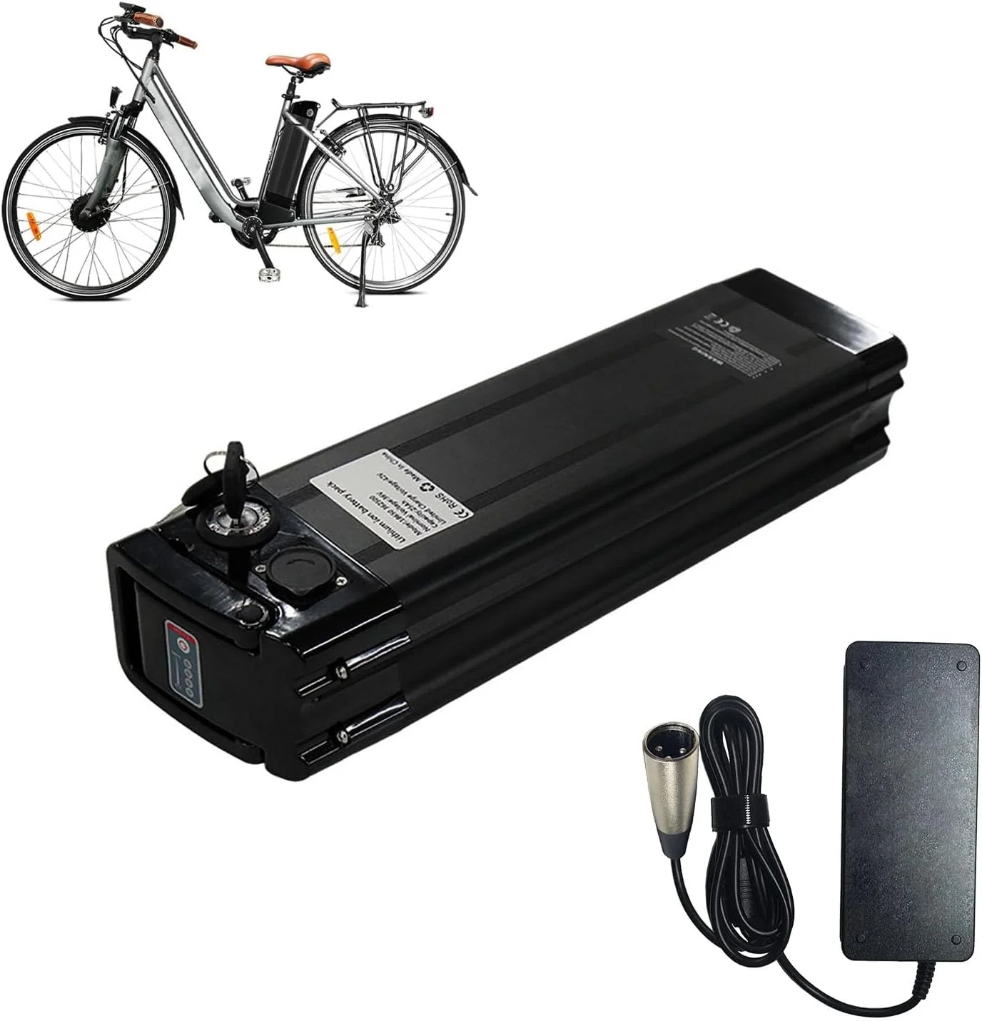 باتری های دوچرخه برقی 48 ولت 20 آمپر ساعت 18 آمپر ساعت، باتری های 36 ولت 10.4 آمپر ساعت 13 آمپر ساعت قابل تعویض برای کیت های تبدیل موتور 350 وات - 950 وات، باتری لیتیومی داخلی با قفل ایمنی