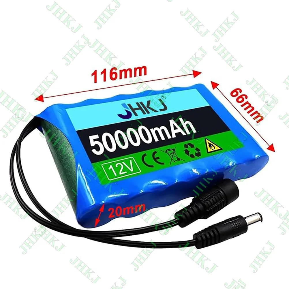 باتری های لیتیوم-یونی 12 ولت 5000 میلی آمپر ساعت، باتری قابل شارژ 12 ولت با شارژر 12.6 ولت و پورت DC برای باتری جایگزین دستگاه های الکتریکی