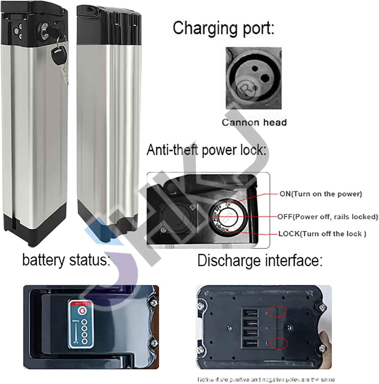 باتری لیتیوم یونی دوچرخه برقی 36 ولت 48 ولت 8 آمپر ساعت 10 آمپر ساعت 15 آمپر ساعت 17.5 آمپر ساعت 20 آمپر ساعت 24.5 آمپر ساعت به همراه شارژر و قفل ایمنی برای موتور 250 وات - 1000 وات