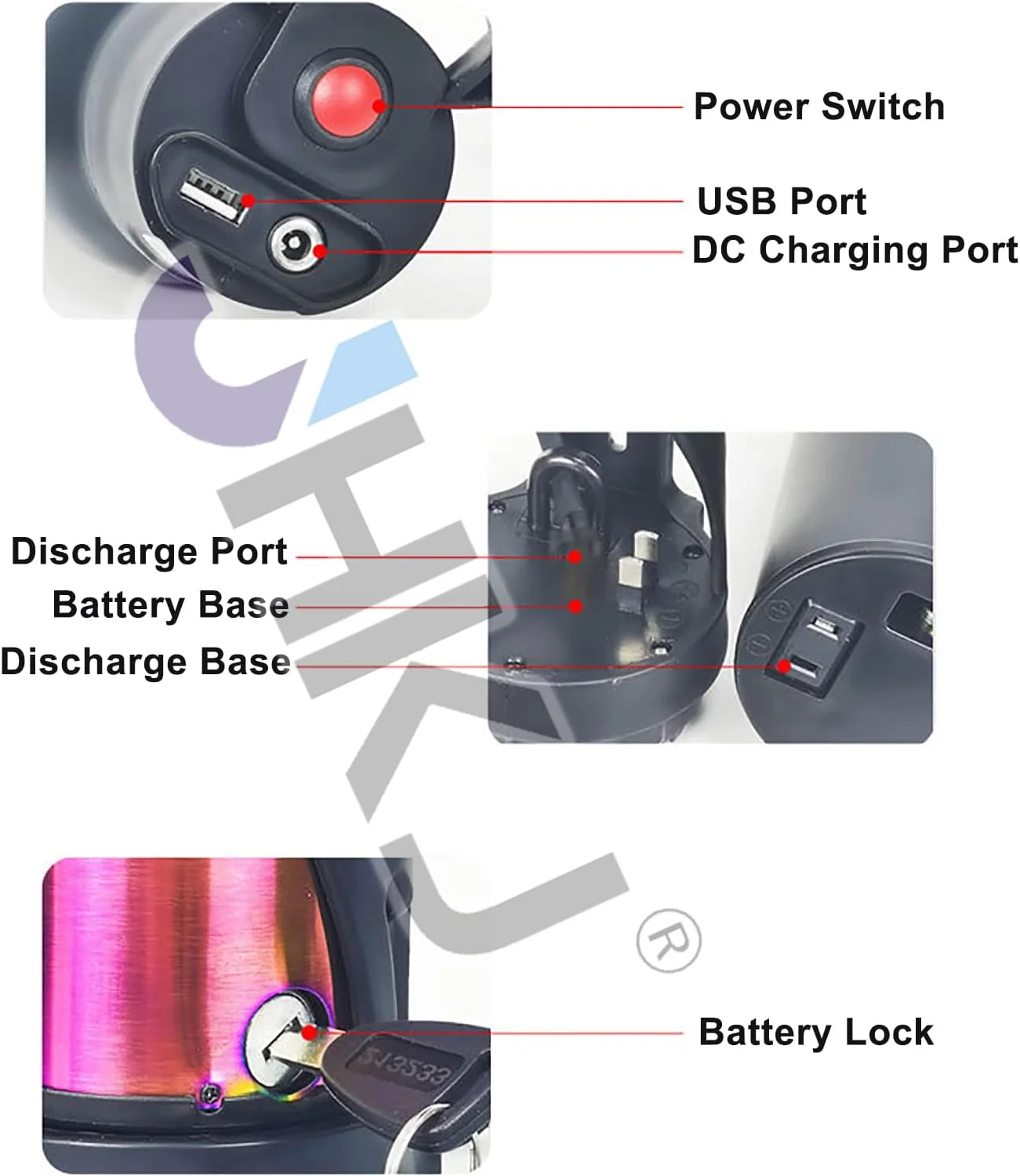 باطری های دوچرخه برقی 24 ولت 6 آمپر ساعت 7 آمپر ساعت 36 ولت 6 آمپر ساعت 7 آمپر ساعت بسته باطری لیتیوم یونی شکل کتری برای کیت های تبدیل موتور 50 وات - 250 وات باطری لوله پایین به همراه شارژر