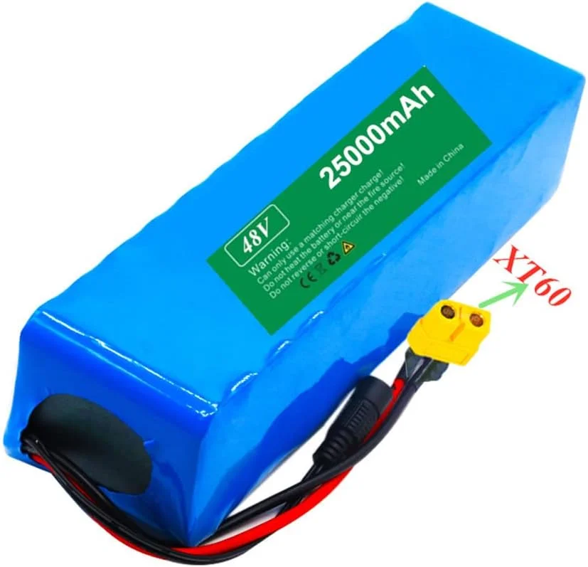 بسته باتری لیتیوم-یونی 48 ولت 25000 میلی آمپر ساعت، باتری 48 ولت 25 آمپر ساعت برای دوچرخه برقی، بسته باتری لیتیوم-یونی 13S3P، با شارژر 54.6 ولت 2 آمپر، برای موتورهای 350 وات 500 وات 750 وات 1000 وات دوچرخه برقی و اسکوتر برقی