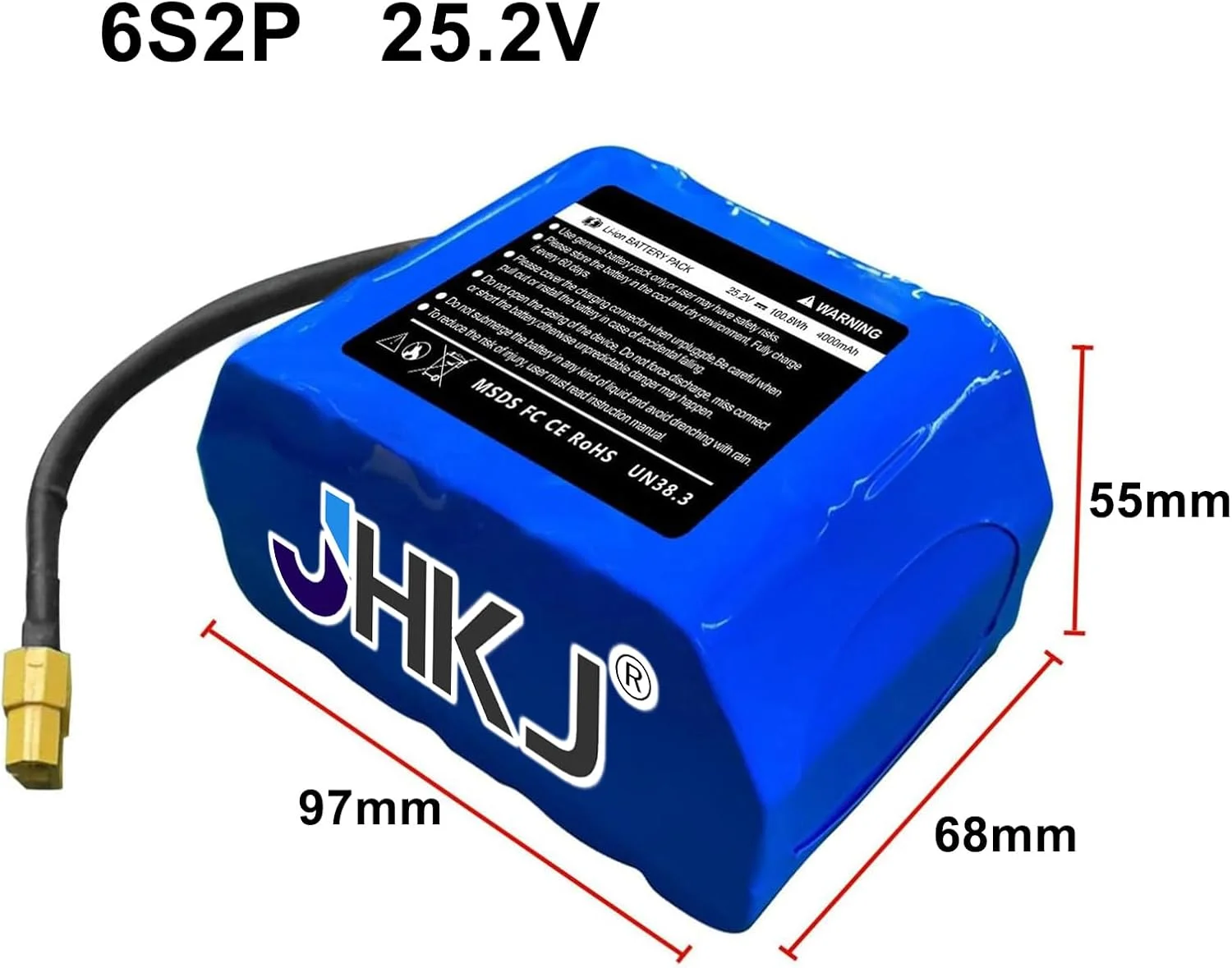 بسته باتری لیتیوم-یونی 25.2 ولت 4000 میلی آمپر ساعت، باتری جایگزین 29.4 ولت 4000 میلی آمپر ساعت برای کیت های موتور 117.6 وات ساعت با پلاگ XT60