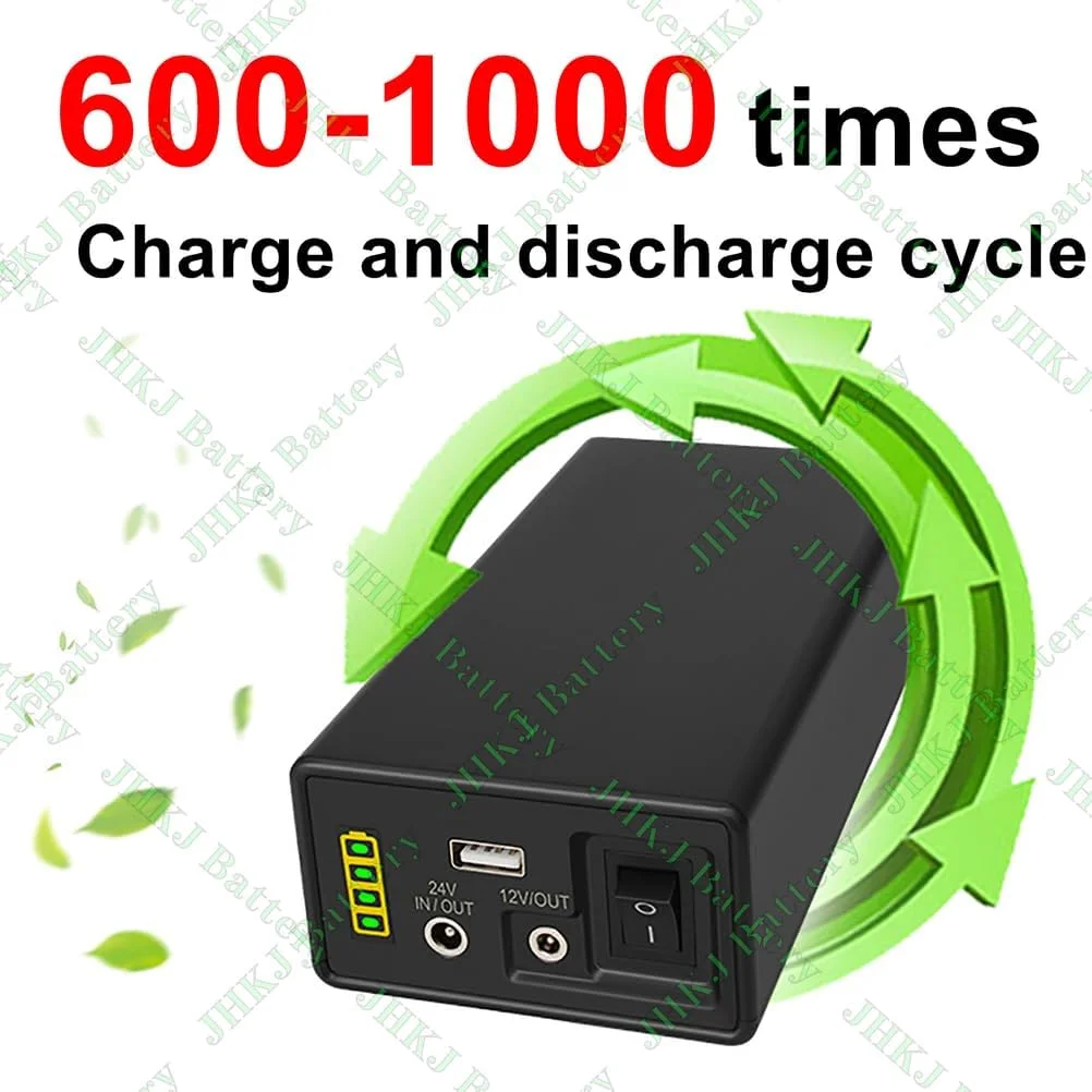 باتری لیتیومی 24 ولت با ظرفیت 28000mAh، 30800mAh، 35000mAh و 44800mAh، باتری قابل شارژ 24 ولت DC برای چراغ LED، باتری یونیورسال با نمایشگر قدرت و USB