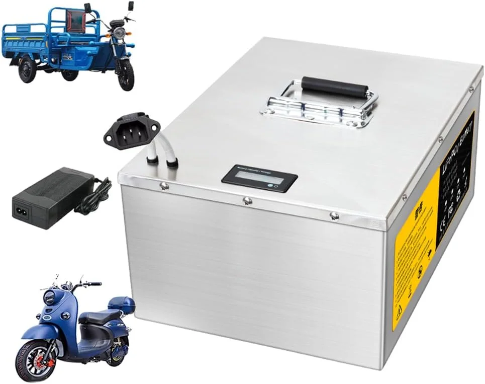 باطری لیتیوم آهن فسفات 60 ولت 15 آمپر ساعت، 20 آمپر ساعت، 25 آمپر ساعت، 30 آمپر ساعت قابل شارژ برای موتور سیکلت برقی، سه چرخه، اسکوتر با شارژر، 60 ولت 15 آمپر ساعت