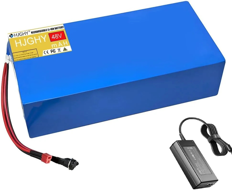 بسته باتری لیتیوم یون قابل شارژ 48 ولت 12 آمپر ساعت 15 آمپر ساعت 20 آمپر ساعت 25 آمپر ساعت 30 آمپر ساعت به همراه شارژر برای موتور سیکلت و اسکوتر 0-1500 وات، دوشاخه T، 48 ولت 25 آمپر ساعت