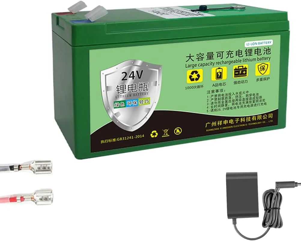 پاور استیشن قابل حمل باتری لیتیومی 24 ولت 10 آمپر ساعت 12 آمپر ساعت 6 آمپر ساعت 8 آمپر ساعت با بیش از 2000 چرخه عمیق به همراه شارژر برای ماهی یاب، روشنایی، چرخ های برقی، روشنایی، ماشین چمن زنی، 24 ولت، 6 آمپر ساعت