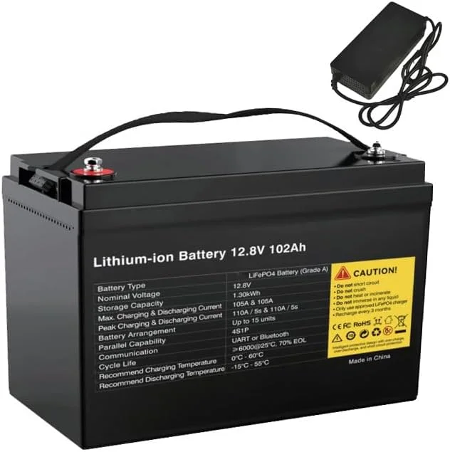 باتری لیتیوم آهن فسفات 12.8 ولت 102 آمپر ساعت مناسب برای جایگزینی باتری سه چرخه، موتور سیکلت، انرژی خورشیدی، سیستم اعلام خطر
