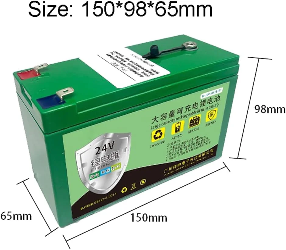 پاور استیشن قابل حمل باتری لیتیومی 24 ولت 10 آمپر ساعت 12 آمپر ساعت 6 آمپر ساعت 8 آمپر ساعت با بیش از 2000 چرخه عمیق به همراه شارژر برای ماهی یاب، روشنایی، چرخ های برقی، روشنایی، ماشین چمن زنی، 24 ولت، 6 آمپر ساعت