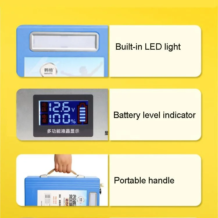 منبع تغذیه قابل حمل 12 ولت 30 آمپر ساعت 40 آمپر ساعت 50 آمپر ساعت 60 آمپر ساعت 105 آمپر ساعت، بسته باتری کمپینگ برای کمپینگ در فضای باز، مسافرت، ماهیگیری، منبع تغذیه اضطراری، 12 ولت 60 آمپر ساعت