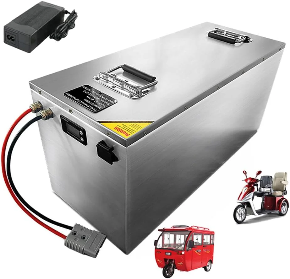 باطری موتورسیکلت فسفات آهن لیتیوم 60 ولت LiFePO4، 48 ولت 60 ولت 72 ولت 30 آمپر ساعت 50 آمپر ساعت 70 آمپر ساعت 100 آمپر ساعت، باطری وسایل نقلیه سه چرخ و چهار چرخ به همراه شارژر برای موتور گلف کارت