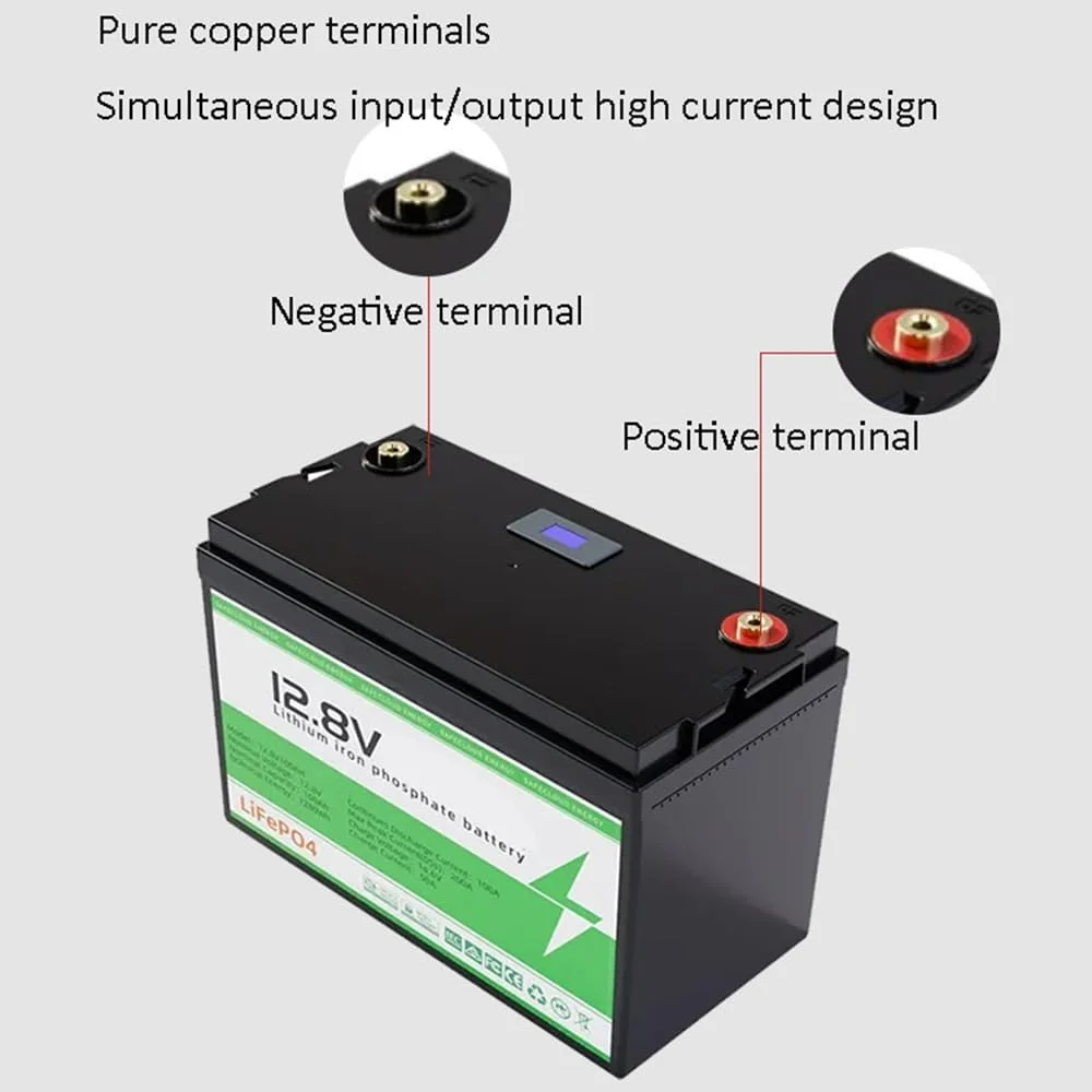 باتری فسفات آهن لیتیوم LiFePO4 با ظرفیت بالا 12 ولت 24 ولت 100 آمپر ساعت 200 آمپر ساعت، جایگزین باتری های اسید سرب برای RV، قایق، گلف کارت، قایق و ذخیره انرژی خانگی، 12 ولت، 100 آمپر ساعت