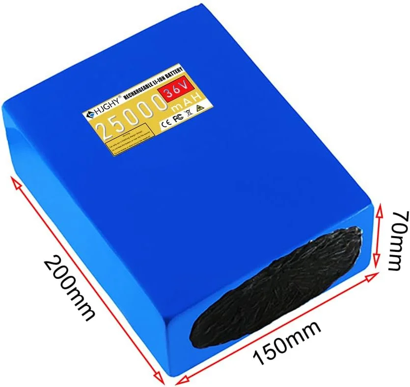 باطری لیتیومی PVC 36 ولت 25 آمپر ساعت باطری قابل تعویض به همراه شارژر، بسته باطری لیتیوم یون 36 ولت برای کیت های تبدیل موتور 900 وات