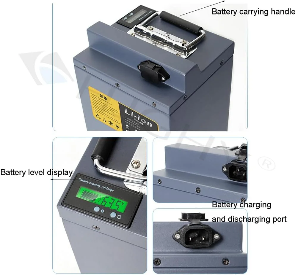 باطری موتورسیکلت 60 ولت لیتیوم-یونی 15Ah 20Ah 25Ah 30Ah 35Ah به همراه شارژر برای موتورهای دو چرخ 0-2100W، 60 ولت 30 آمپر ساعت