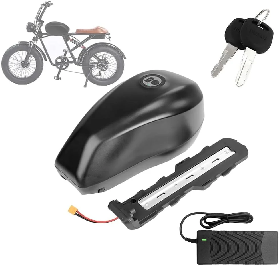 باطری لیتیوم یون 48 ولت 10 آمپر ساعت 15 آمپر ساعت 20 آمپر ساعت 25 آمپر ساعت 31.5 آمپر ساعت 35 آمپر ساعت مدل باک بنزین مناسب موتور سیکلت 48 ولت برای کیت موتور 250W-1700W به همراه سوئیچ و شارژر، 48 ولت، 20 آمپر ساعت