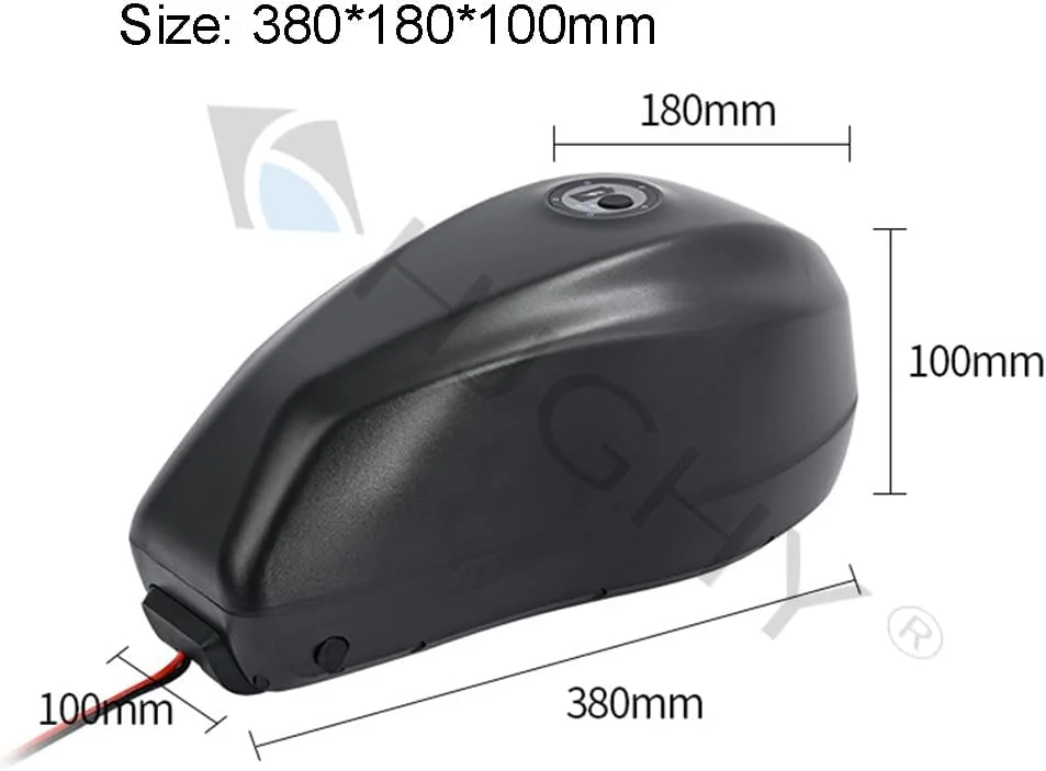 باطری لیتیوم یون 48 ولت 10 آمپر ساعت 15 آمپر ساعت 20 آمپر ساعت 25 آمپر ساعت 31.5 آمپر ساعت 35 آمپر ساعت مدل باک بنزین مناسب موتور سیکلت 48 ولت برای کیت موتور 250W-1700W به همراه سوئیچ و شارژر، 48 ولت، 20 آمپر ساعت