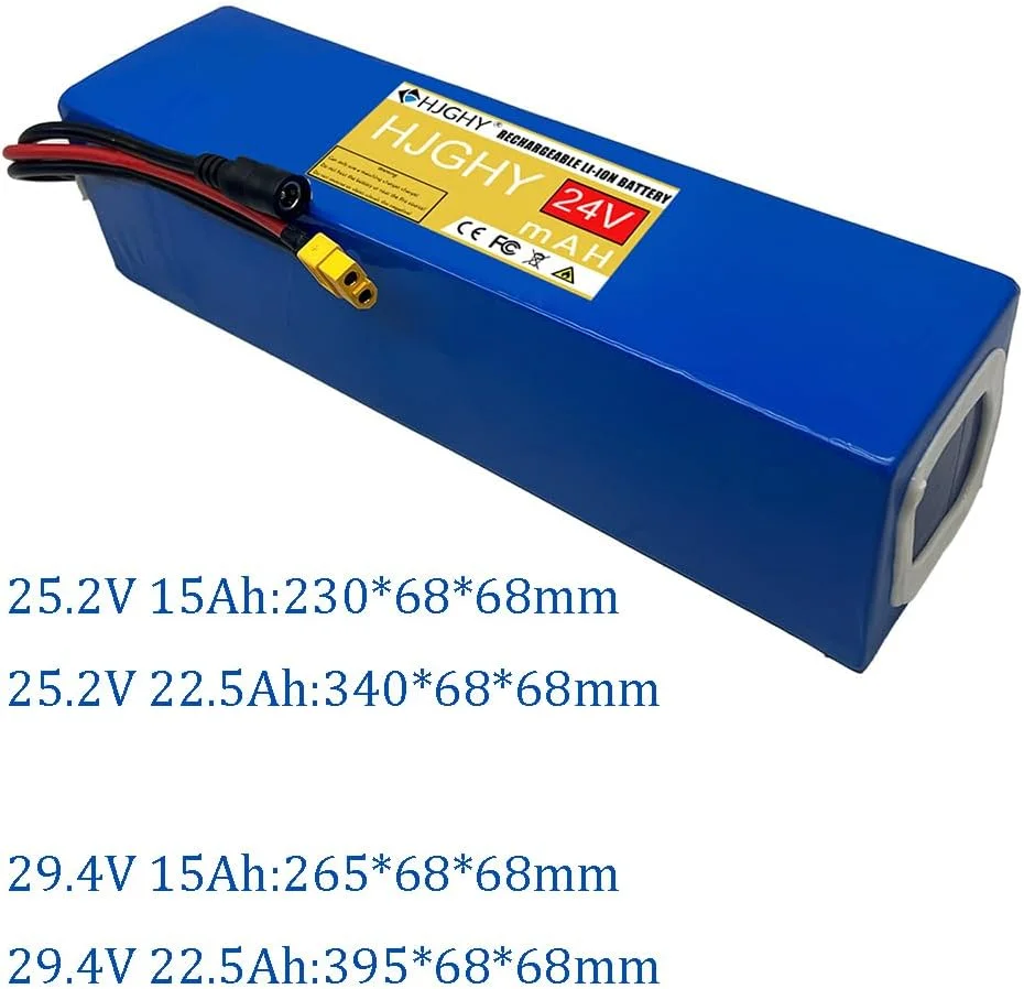 بسته باتری لیتیومی 24 ولت 15 آمپر ساعت و 22.5 آمپر ساعت جایگزین، باتری لیتیوم یونی PVC 25.2 ولت 29.4 ولت 15 آمپر ساعت و 22.5 آمپر ساعت برای اسکوتر 0-700 وات، حاشیه زن، موتور وسایل نقلیه الکتریکی، 29.4 ولت، 15 آمپر ساعت