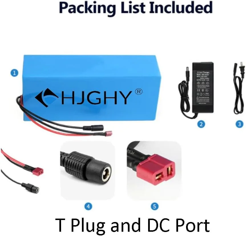 بسته باتری لیتیومی 48 ولت 10 آمپر ساعت 20 آمپر ساعت 30 آمپر ساعت، باتری لیتیوم یون 48 ولت جایگزین باتری های PVC برای موتورهای 250 وات - 1500 وات با شارژر برای موتور اسکوتر، دوشاخه T، 48 ولت 10 آمپر ساعت