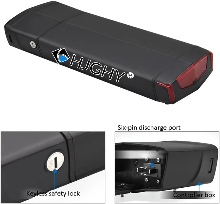 باطری لیتیومی دوچرخه برقی 36 ولت 10.4 آمپر ساعت، 13 آمپر ساعت، 15 آمپر ساعت، 17 آمپر ساعت با قفسه عقب برای موتور 650 وات 500 وات 250 وات، باطری دوچرخه برقی 48 ولت 10.4 آمپر ساعت، 13 آمپر ساعت، 13.6 آمپر ساعت با شارژر قفسه بار، X60، 36 ولت 13 آمپر ساعت