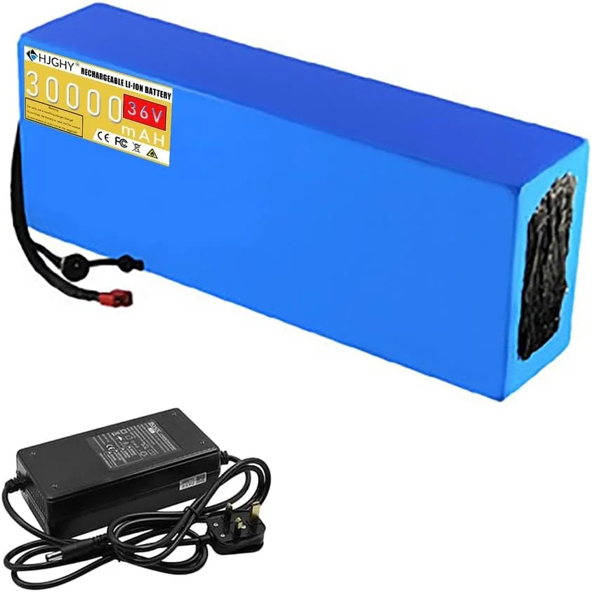 باتری لیتیومی PVC با ولتاژ 36، 48 و 60 ولت و ظرفیت 15، 20، 25، 30، 35 و 40 آمپر ساعت به همراه برد محافظ BMS و شارژر برای کیت موتورهای 540 تا 2400 وات