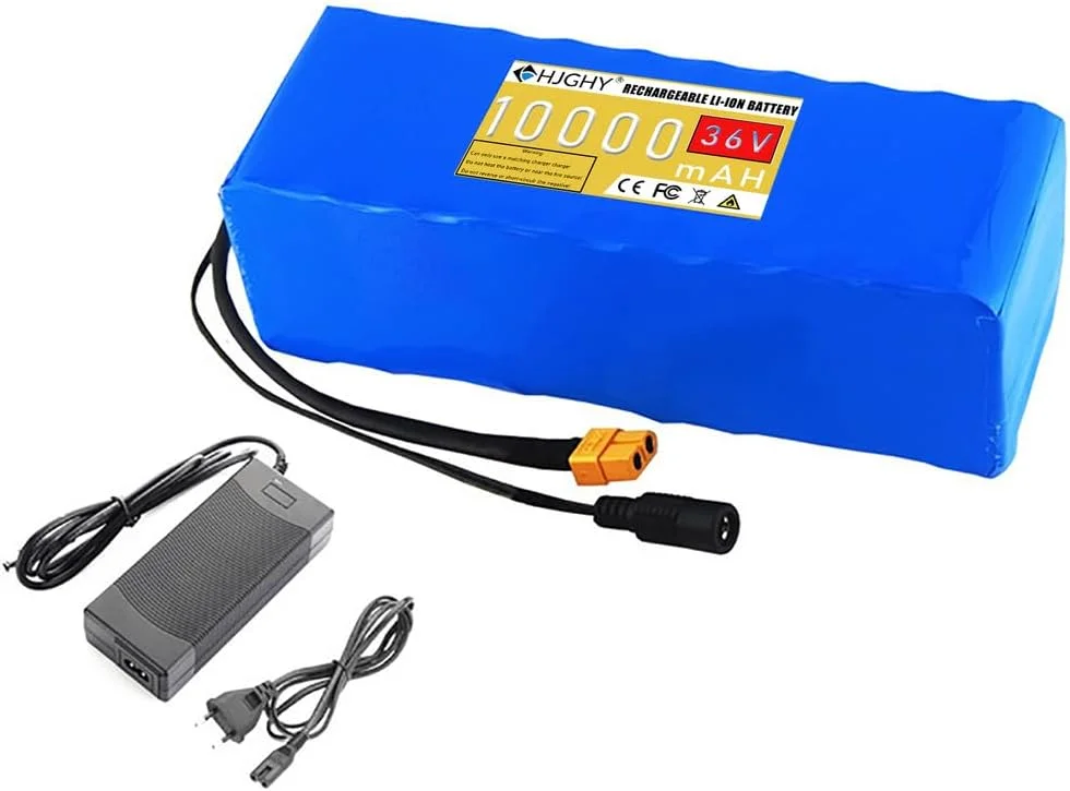 باطری لیتیوم یون 36 ولت 10 آمپر ساعت به همراه شارژر و برد محافظ BMS با پوشش PVC مناسب برای کیت موتور 360 وات