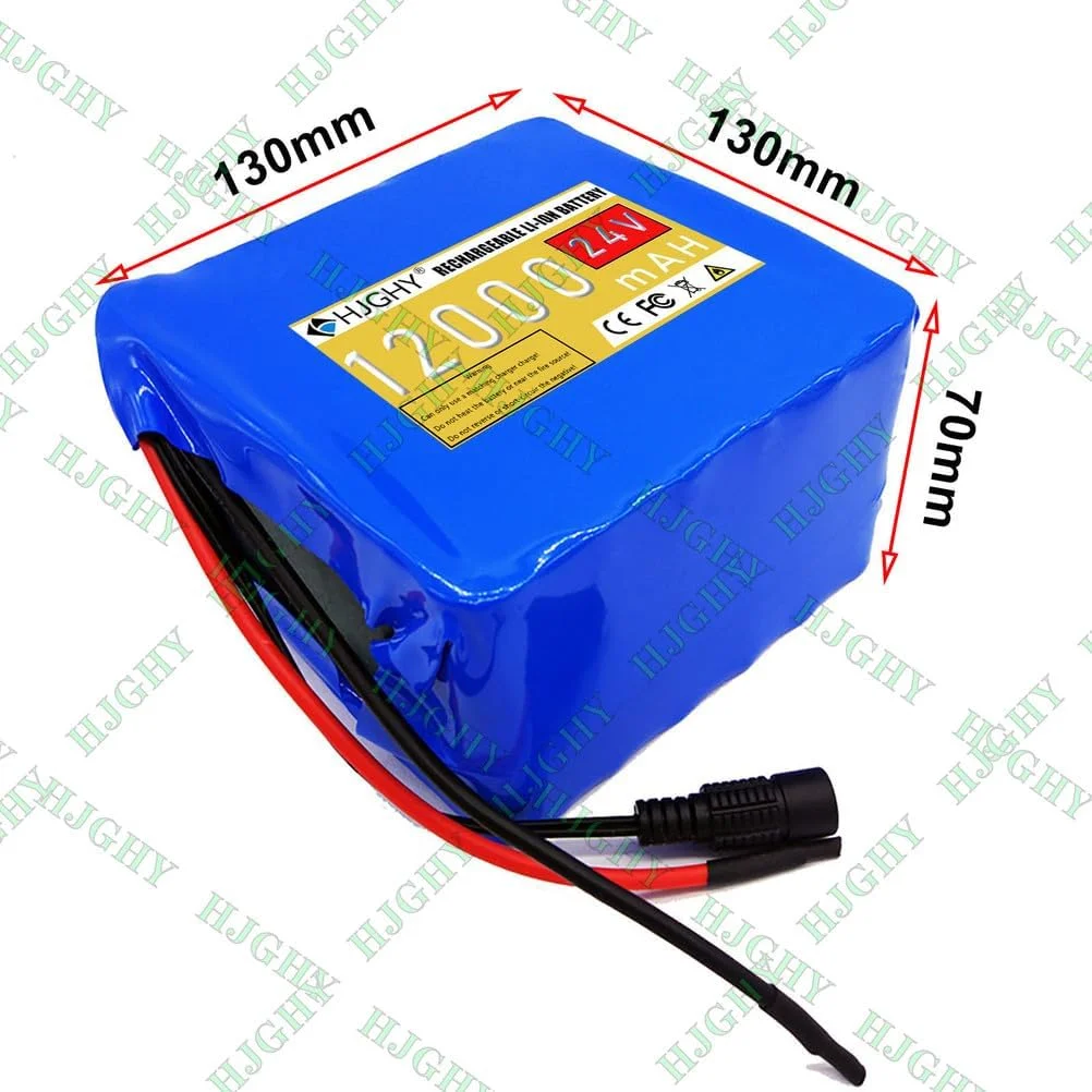 بسته باتری لیتیوم یونی 24 ولت 12 آمپر ساعت PVC به همراه شارژر و BMS، باتری جایگزین قابل حمل 24 ولت برای کیت های تبدیل موتور 50W-300W