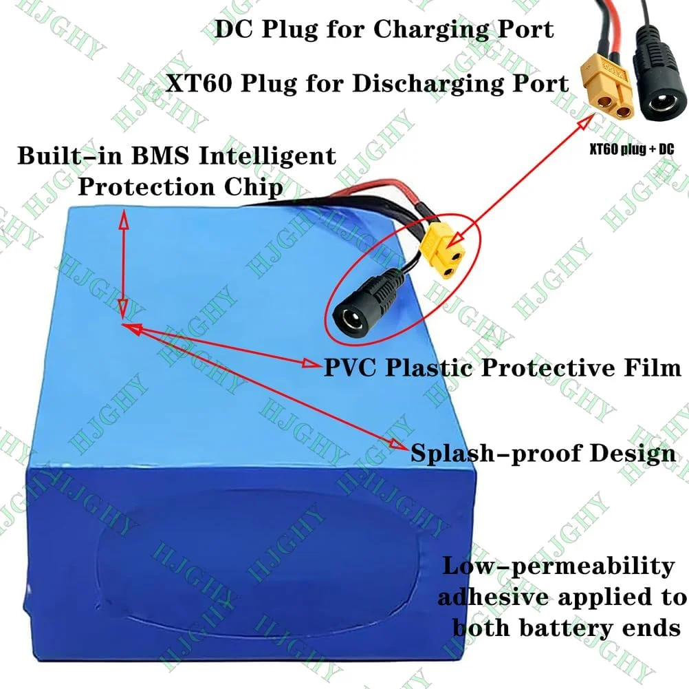 باتری‌های لیتیومی PVC ولتاژ 24 ولت 15 آمپر ساعت، باتری‌های لیتیوم یونی 36 ولت 20 آمپر ساعت، باتری قابل تعویض 48 ولت 10 آمپر ساعت با شارژر برای کیت موتورهای 350 وات تا 1000 وات