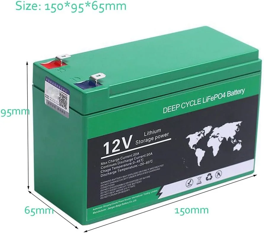 باتری لیتیومی سمپاش برقی 12 ولت با ظرفیت بالا 6، 8، 10، 12، 14، 16، 18 و 20 آمپر ساعت، منبع تغذیه روشنایی برای ذخیره انرژی