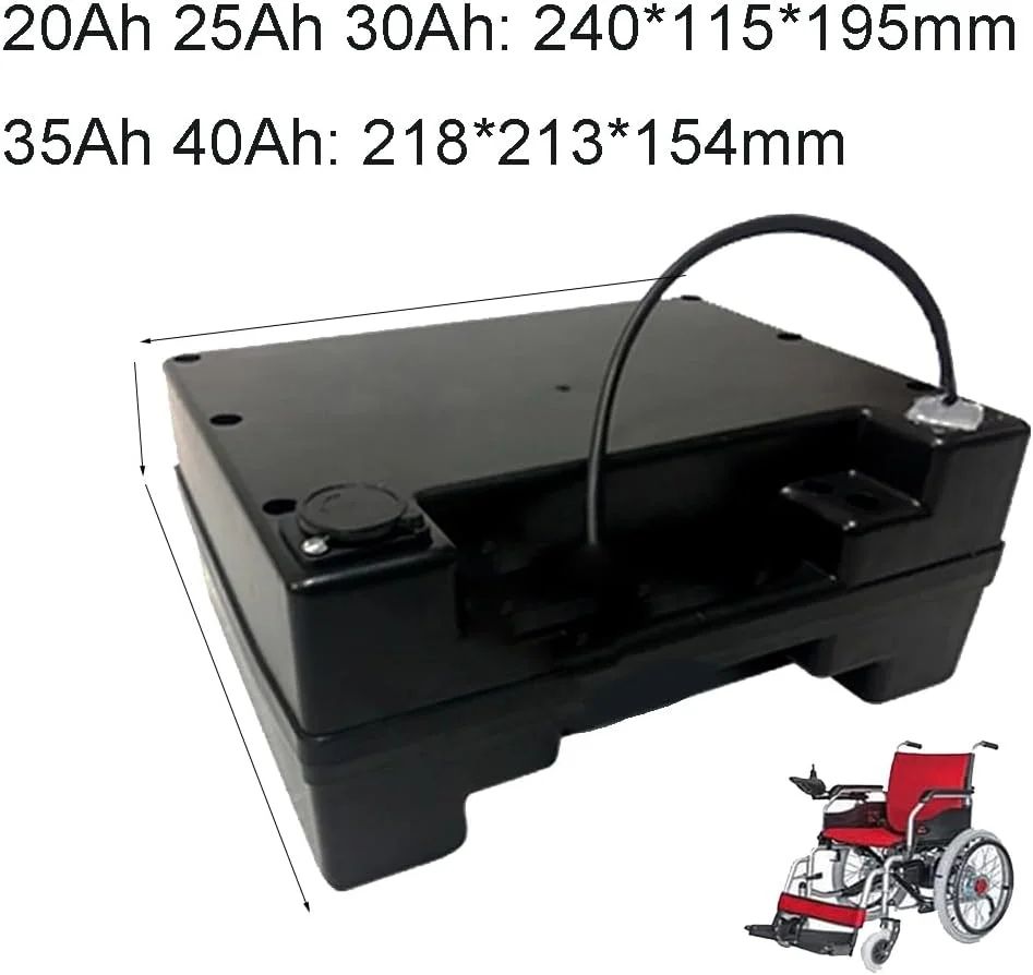 باتری لیتیومی 24 ولت با ظرفیت 20، 25، 30، 35 و 40 آمپر ساعت برای ویلچر برقی، باتری اسکوتر حرکتی 24 ولت به همراه شارژر و محافظ برد BMS، Anderson، 24V 20Ah