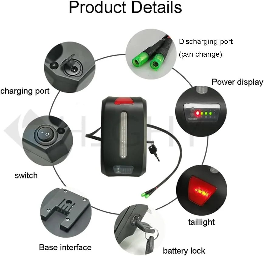 باطری ویلچر برقی 24 ولت 12 آمپر ساعت 15 آمپر ساعت، بسته باتری لیتیومی 36 ولت 8 آمپر ساعت 10 آمپر ساعت 12 آمپر ساعت 15 آمپر ساعت برای دوچرخه برقی به همراه شارژر و چراغ عقب، 24 ولت 15 آمپر ساعت