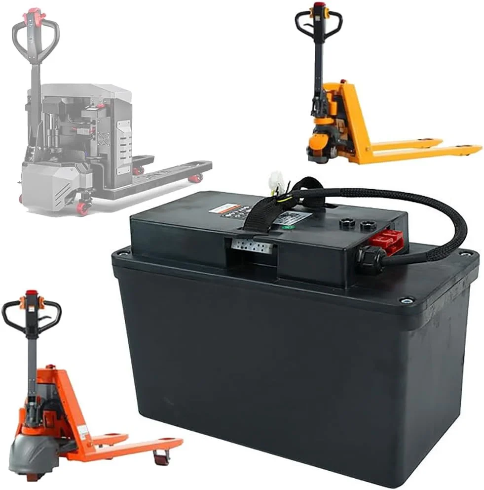 باطری لیتیومی 24 ولت 40 آمپر ساعت برای جک پالت برقی، دارای برد محافظ BMS داخلی و دسته قابل حمل برای موتورهای 0-960 وات