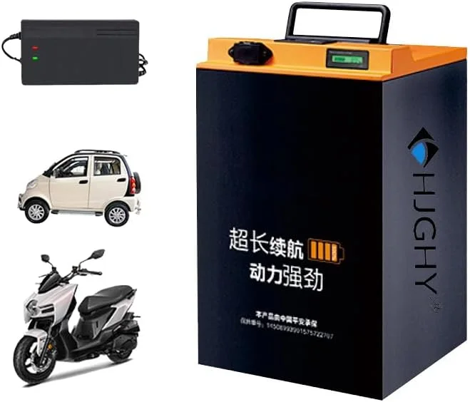 باطری موتور سیکلت برقی 60 ولت 72 ولت 35 آمپر ساعت 40 آمپر ساعت 50 آمپر ساعت 60 آمپر ساعت 80 آمپر ساعت 100 آمپر ساعت، باطری لیتیوم یون جایگزین با شارژر برای موتور برقی سه چرخه 50-7200 وات، 60 ولت 30 آمپر ساعت