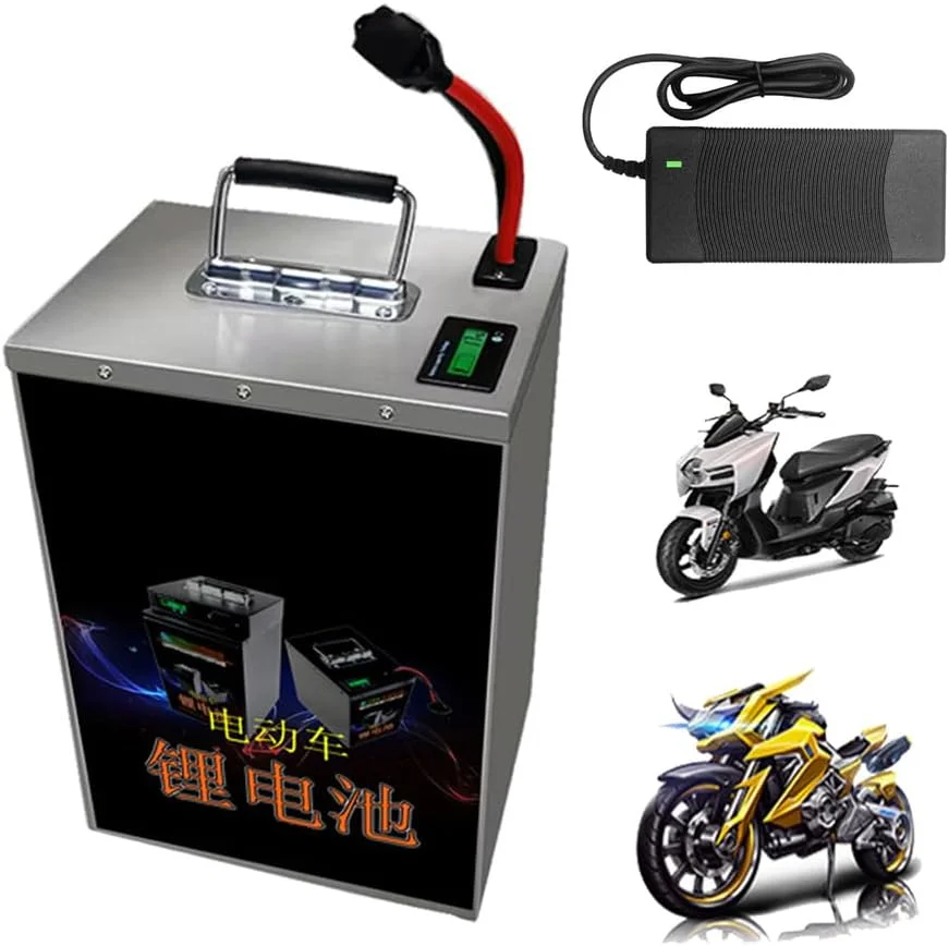 باتری لیتیوم یونی 60 ولت موتور سیکلت برقی 48 ولت 60 ولت 72 ولت 42 آمپر ساعت 55 آمپر ساعت 65 آمپر ساعت به همراه شارژر برای موتور برقی سه چرخه 0-5000 وات، 48 ولت، 55 آمپر ساعت