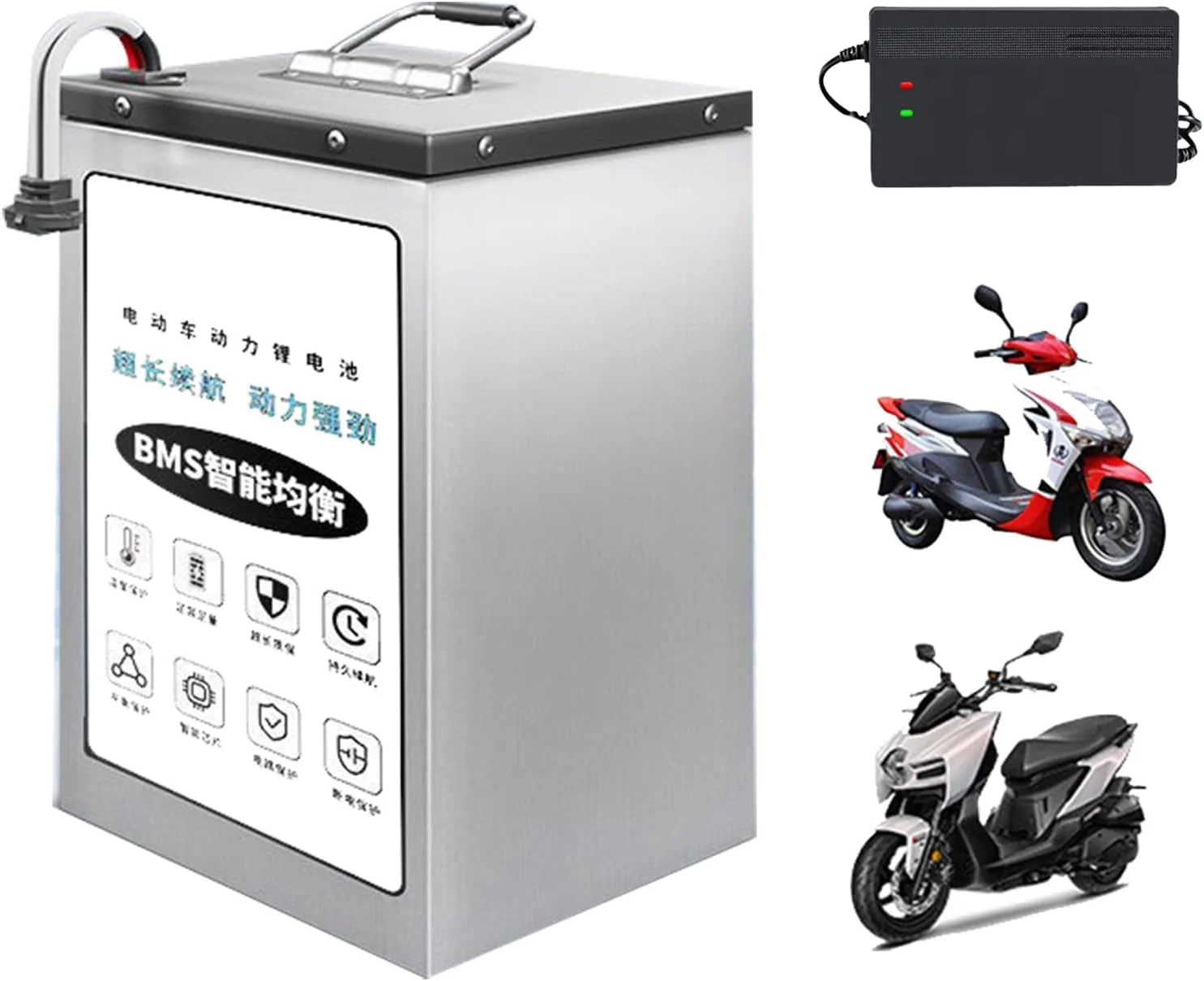 باطری موتور سیکلت برقی LiFePO4 فسفات آهن لیتیومی 60 ولت 48 ولت 72 ولت 25 آمپر ساعت 35 آمپر ساعت 40 آمپر ساعت 50 آمپر ساعت به همراه شارژر برای کیت موتورهای 1200-3600 وات
