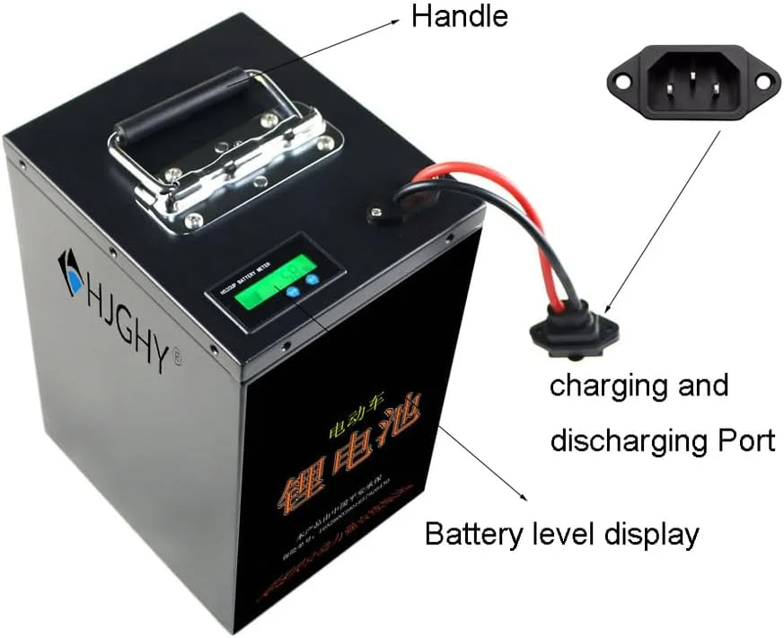 باتری لیتیوم یونی 60 ولت موتور سیکلت برقی 48 ولت 60 ولت 72 ولت 42 آمپر ساعت 55 آمپر ساعت 65 آمپر ساعت به همراه شارژر برای موتور برقی سه چرخه 0-5000 وات، 48 ولت، 55 آمپر ساعت