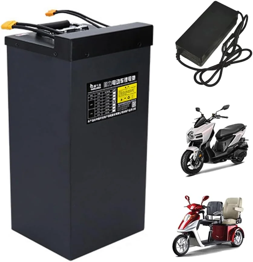 باطری موتور سیکلت برقی 60 ولت 50 آمپر ساعت 64 آمپر ساعت لیتیومی قابل شارژ 60 ولت به همراه شارژر برای موتور 0-4000 وات، 60 ولت 50 آمپر ساعت