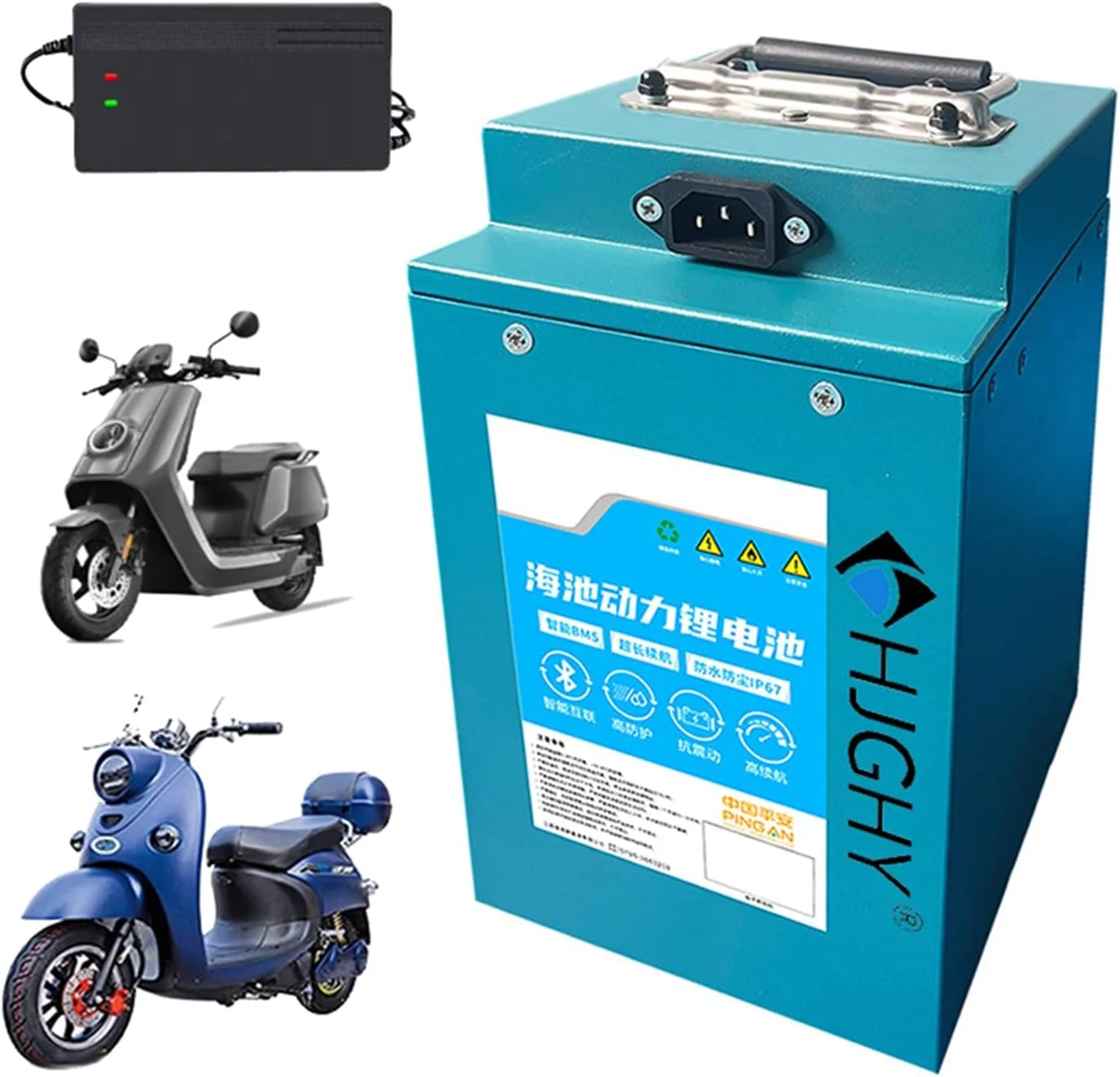 باطری موتور سیکلت برقی 60 ولت 20 آمپر ساعت، باطری لیتیوم آهن فسفات LiFePO4 72 ولت 20 آمپر ساعت به همراه شارژر برای موتور سیکلت و موتور برقی 0-1500 وات، 60 ولت، 20 آمپر ساعت