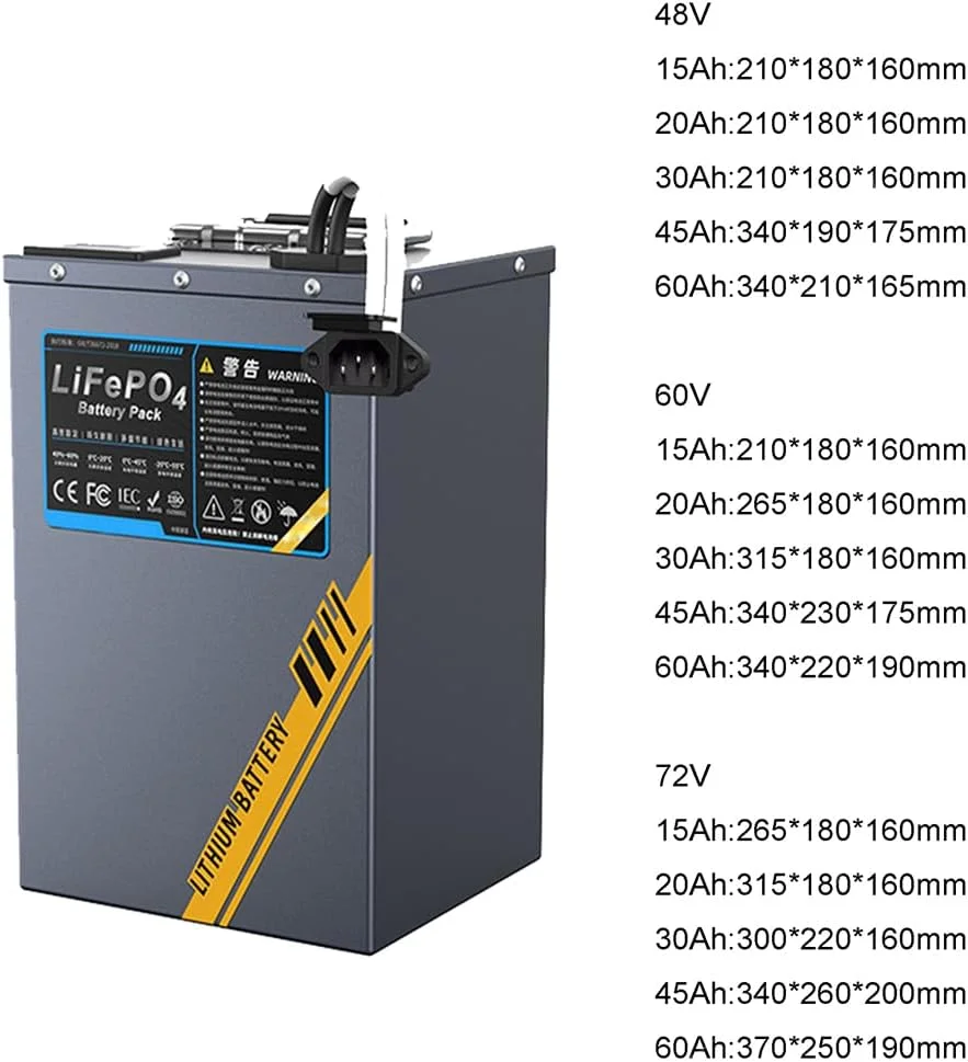 باطری موتور سیکلت برقی 48V 60V 72V 15Ah 30Ah 45Ah 60Ah باطری لیتیوم آهن فسفات LiFePO4 برای اسکوتر/موتور سیکلت/موتور گازی با BMS و شارژر باطری موتور سیکلت برقی 48V 60V 72V 15Ah 30Ah 45Ah 60Ah باطری لیتیوم آهن فسفات LiFePO4 برای اسکوتر/موتور سیکلت/موتور گازی با BMS و شارژر