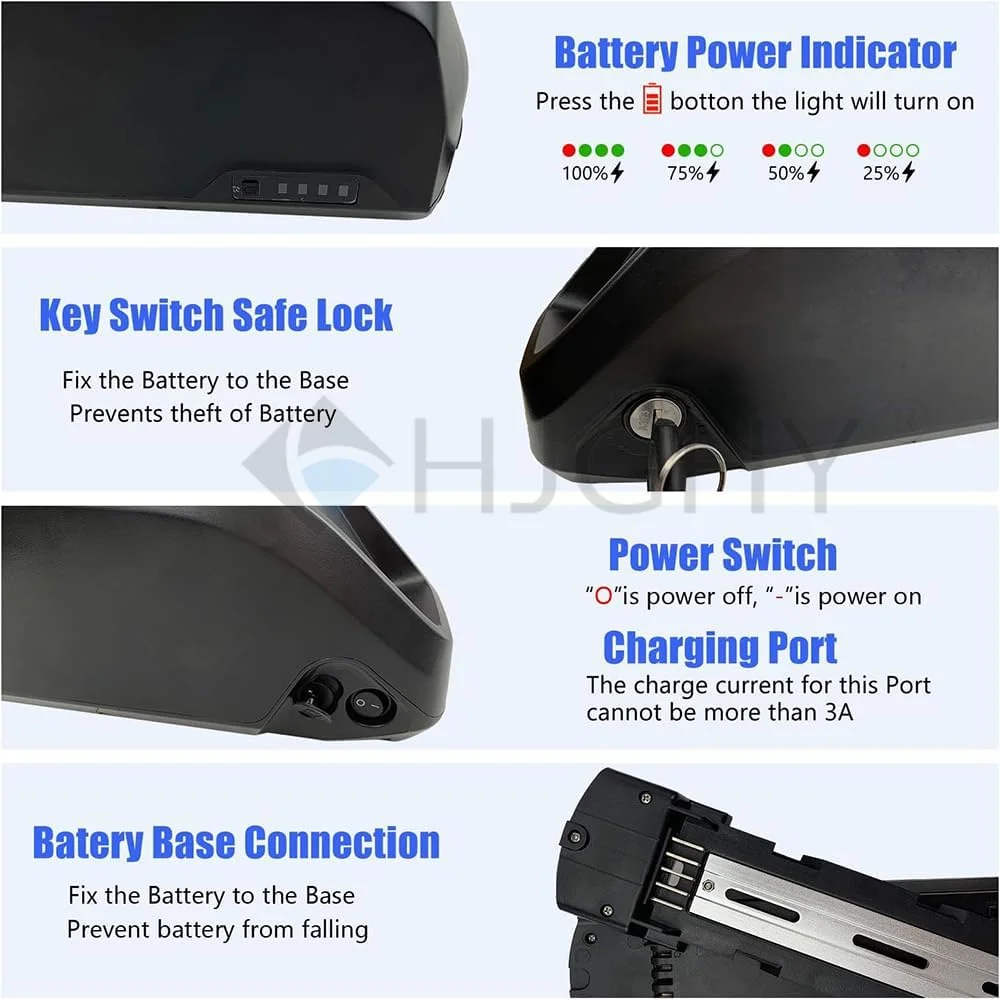 باتری لیتیوم یونی دوچرخه برقی 48 ولت 36 ولت 48 ولت 10.4 آمپر ساعت 13 آمپر ساعت 15 آمپر ساعت 18.2 آمپر ساعت 23.4 آمپر ساعت با شارژر و سیستم مدیریت باتری، اندرسون، 48 ولت 15 آمپر ساعت