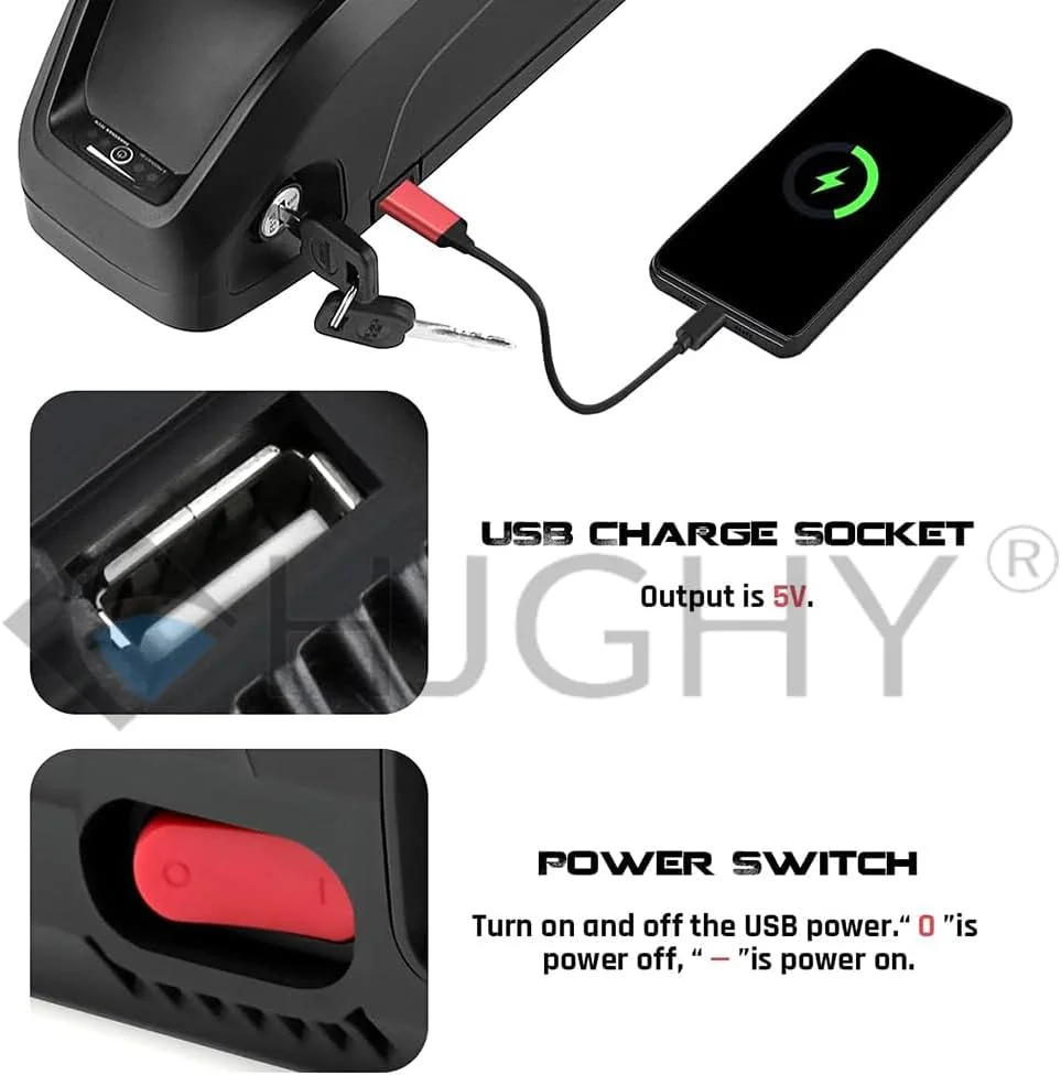 باطری دوچرخه برقی 36 ولت 48 ولت 52 ولت 13 آمپر ساعت 15 آمپر ساعت 18 آمپر ساعت 20 آمپر ساعت، باطری لوله پایین دوچرخه برقی 52 ولت 13 آمپر ساعت 15 آمپر ساعت با ظرفیت بالا برای موتور دوچرخه برقی 0-850 وات به همراه شارژر و کانکتور