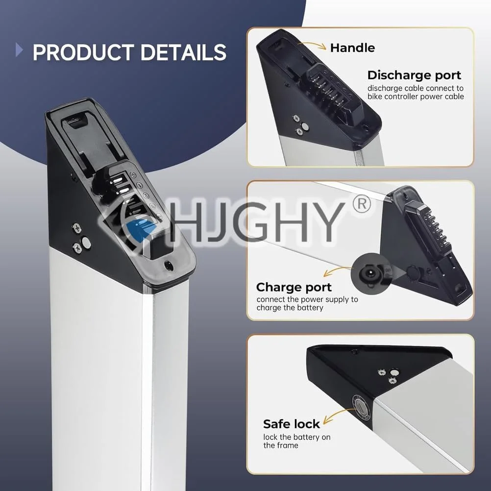 باتری دوچرخه برقی 48 ولت 10.4 آمپر ساعت، 12 آمپر ساعت، 12.8 آمپر ساعت، 14 آمپر ساعت، باتری لیتیومی داخلی به همراه شارژر، باتری تاشو 48 ولت مناسب برای کیت موتور 500W-670W