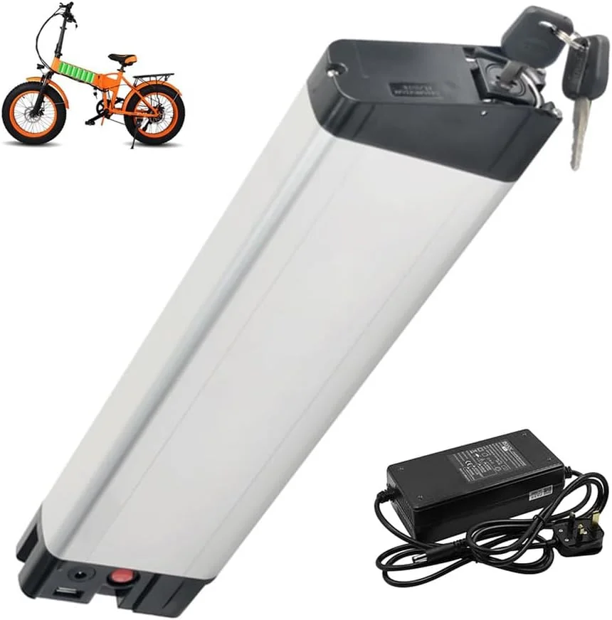 باطری دوچرخه برقی 36 ولت 7.8 آمپر ساعت، 10 آمپر ساعت، 12.8 آمپر ساعت، 14 آمپر ساعت، باطری لیتیوم-یون 48 ولت 10.4 آمپر ساعت با رابط USB و کلید، باطری تاشو داخلی برای موتور 250 وات - 500 وات