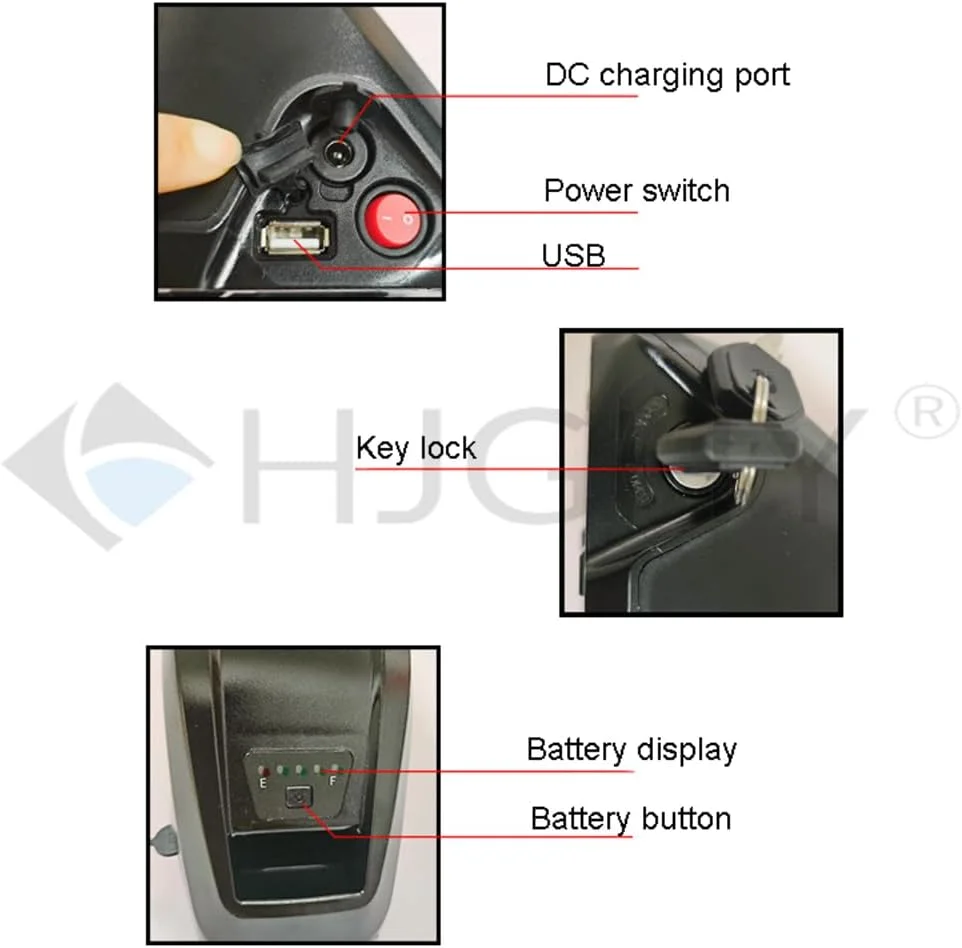 باطری لیتیوم یون 36 ولت 10.4 آمپر ساعت، 12 آمپر ساعت، 15 آمپر ساعت، 17.5 آمپر ساعت برای دوچرخه برقی، جایگزین باطری 48 ولت 12 آمپر ساعت، 15 آمپر ساعت، 17.5 آمپر ساعت، 20 آمپر ساعت، 25 آمپر ساعت برای موتور دوچرخه کوهستانی 0-1200 وات، 48v20ah
