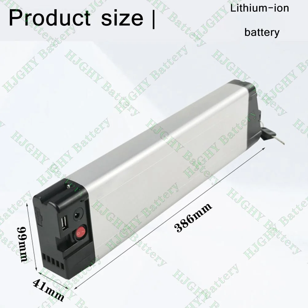 باطری دوچرخه برقی 36 ولت 7.8 آمپر ساعت، 10 آمپر ساعت، 12.8 آمپر ساعت، 14 آمپر ساعت، باطری لیتیوم-یون 48 ولت 10.4 آمپر ساعت با رابط USB و کلید، باطری تاشو داخلی برای موتور 250 وات - 500 وات