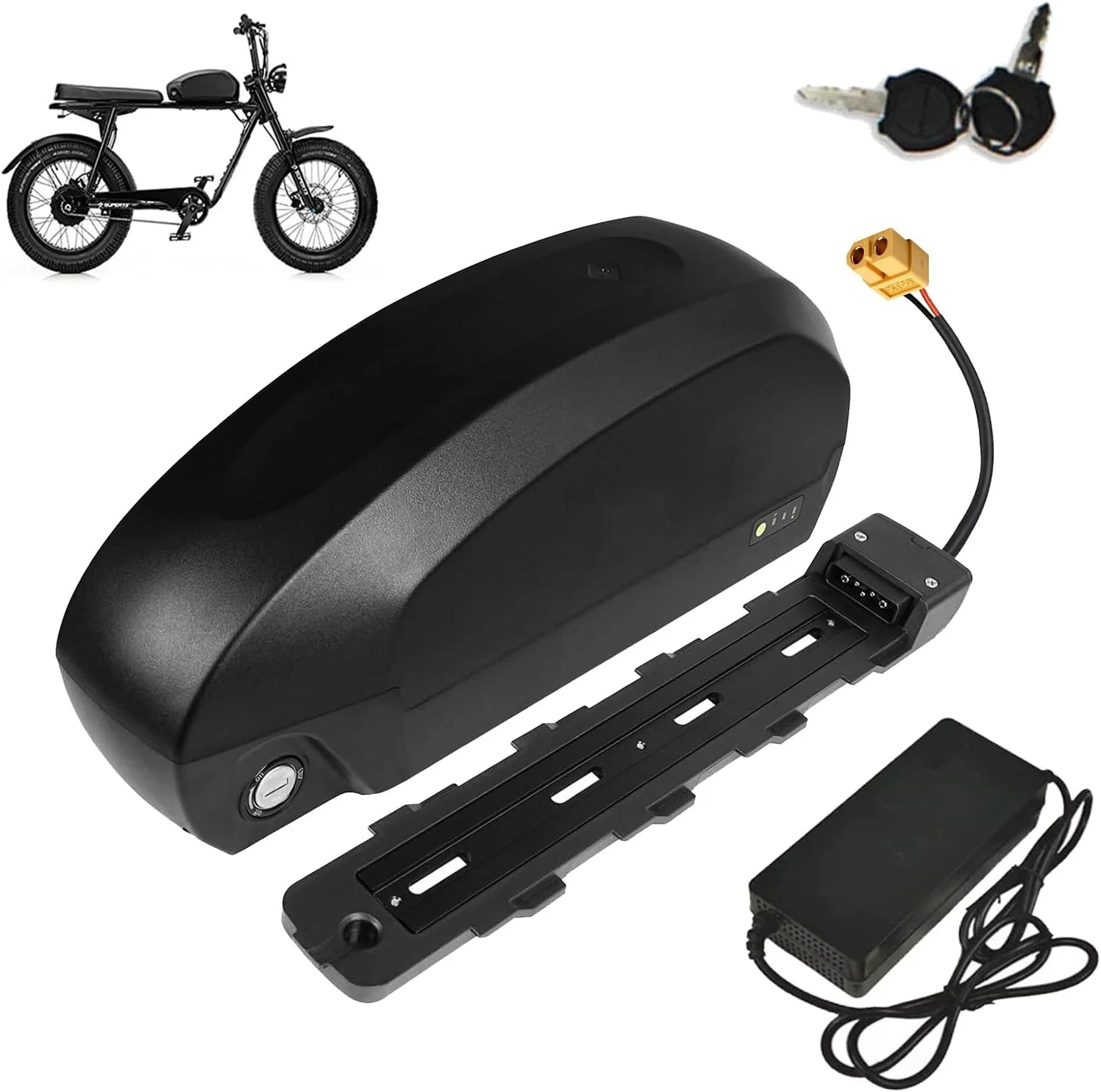 باطری تانک سوختی استایل 36 ولت 20 آمپر ساعت 25 آمپر ساعت 30 آمپر ساعت دوچرخه برقی، بسته باطری لیتیوم یونی 48 ولت 52 ولت 20 آمپر ساعت، باطری موتور سیکلت برقی 60 ولت 17.5 آمپر ساعت برای موتور دوچرخه برقی، 60 ولت، 17.5 آمپر ساعت