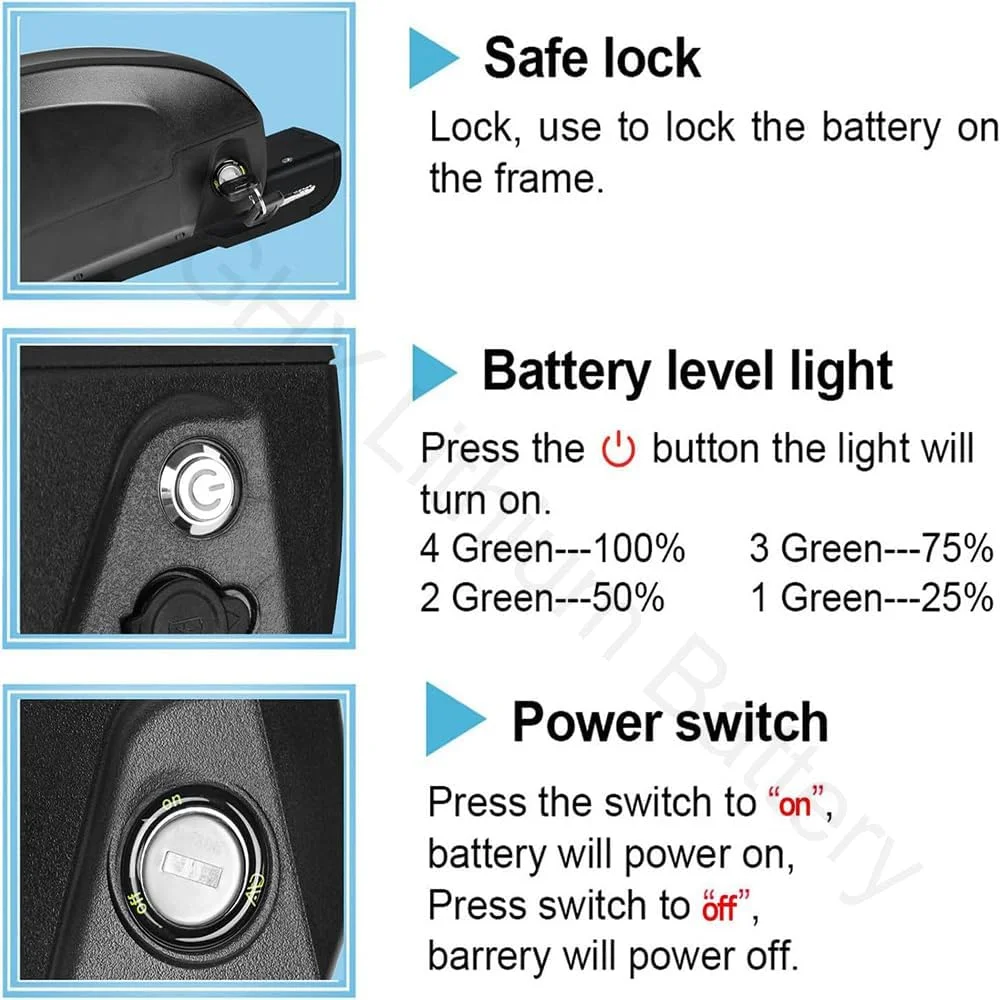 باطری تانک سوختی استایل 36 ولت 20 آمپر ساعت 25 آمپر ساعت 30 آمپر ساعت دوچرخه برقی، بسته باطری لیتیوم یونی 48 ولت 52 ولت 20 آمپر ساعت، باطری موتور سیکلت برقی 60 ولت 17.5 آمپر ساعت برای موتور دوچرخه برقی، 60 ولت، 17.5 آمپر ساعت
