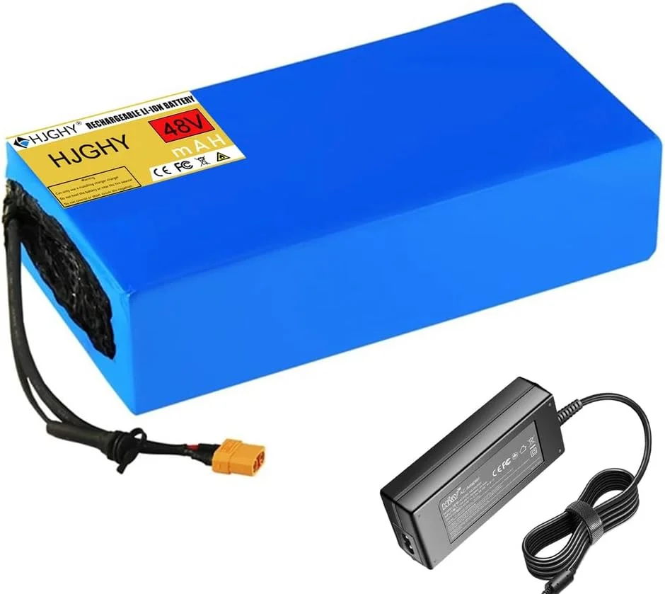 بسته باتری لیتیومی 48 ولت با ظرفیت بالا 48V 25Ah 35Ah 40Ah 45Ah 50Ah به همراه محافظ BMS و شارژر برای اسکوتر، موتورسیکلت، موتور، Xt60, 48V 50Ah