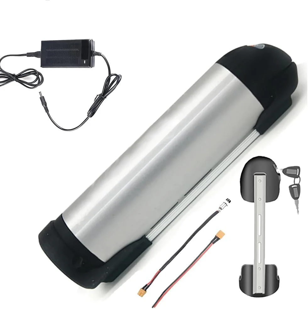 باتری لیتیومی دوچرخه برقی 24 ولت 36 ولت 48 ولت مدل قمقمه ای 24 ولت 36 ولت 48 ولت 8 آمپر ساعت 10 آمپر ساعت 13 آمپر ساعت 15 آمپر ساعت 17.5 آمپر ساعت 18 آمپر ساعت با شارژر، چراغ نشانگر، 36 ولت 15 آمپر ساعت